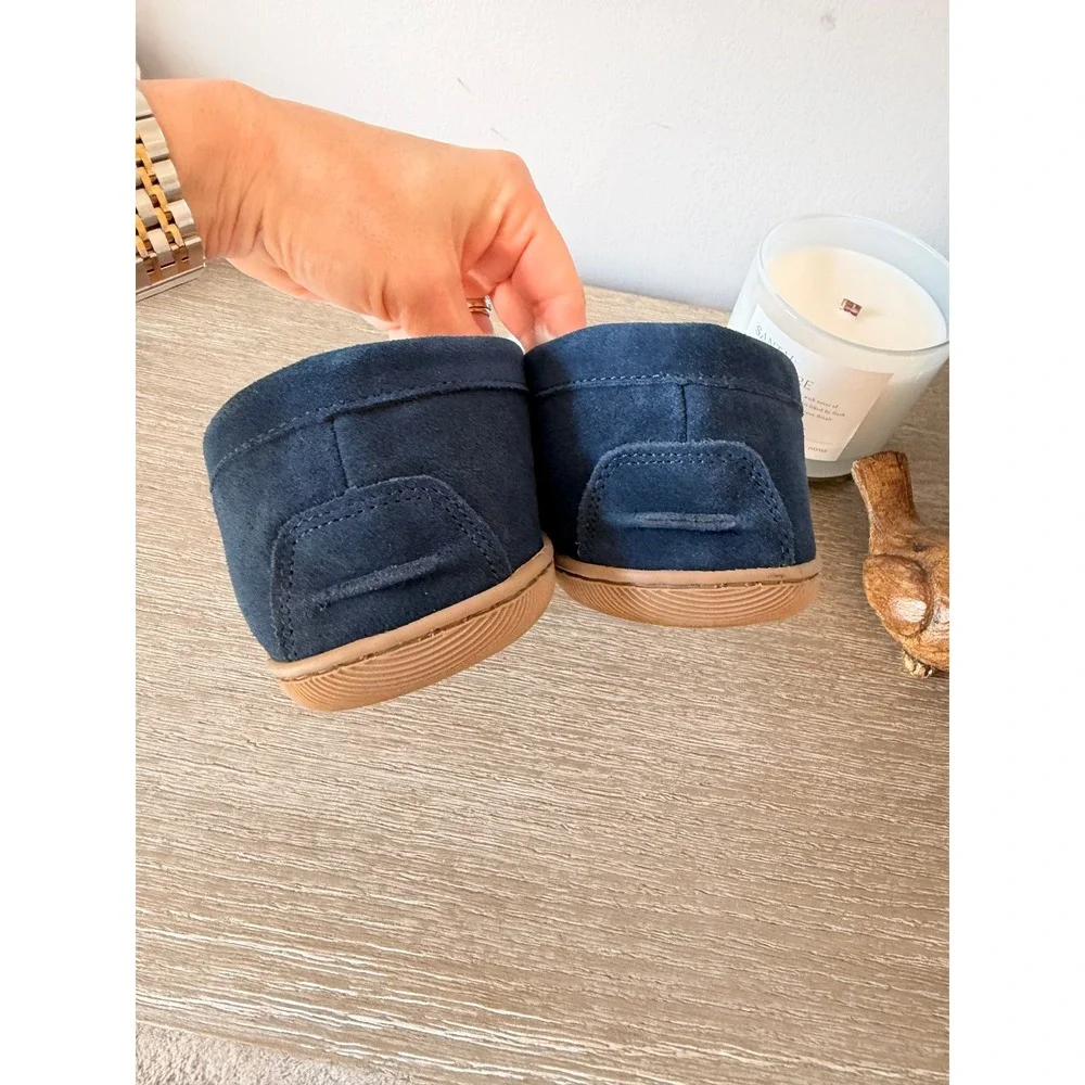 J.Crew Moccasin Slippers Men Navy Blue Size‎ 10 CG513